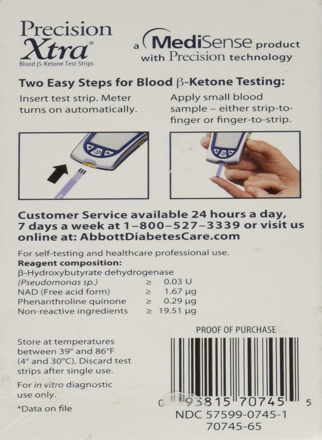 Precision Xtra Blood Ketone Test Strips - 10 ea - In Box - Image 2